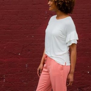 White Frill Sleeve Top